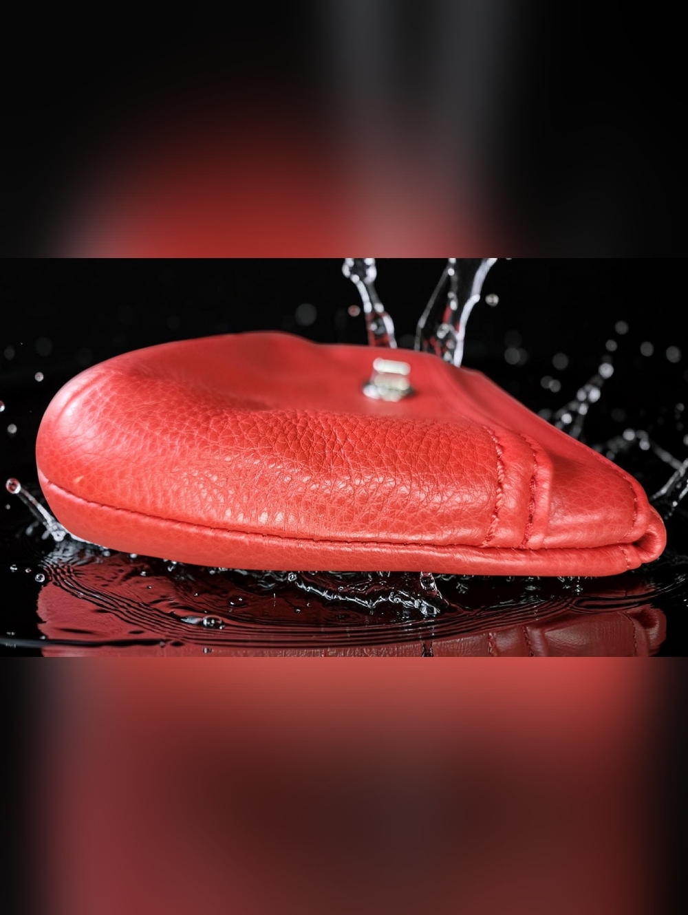 Coach Park Leather Medium Turnlock Wristlet, Style#F49472 Turnlock In Vermillion - Picture 7 of 14